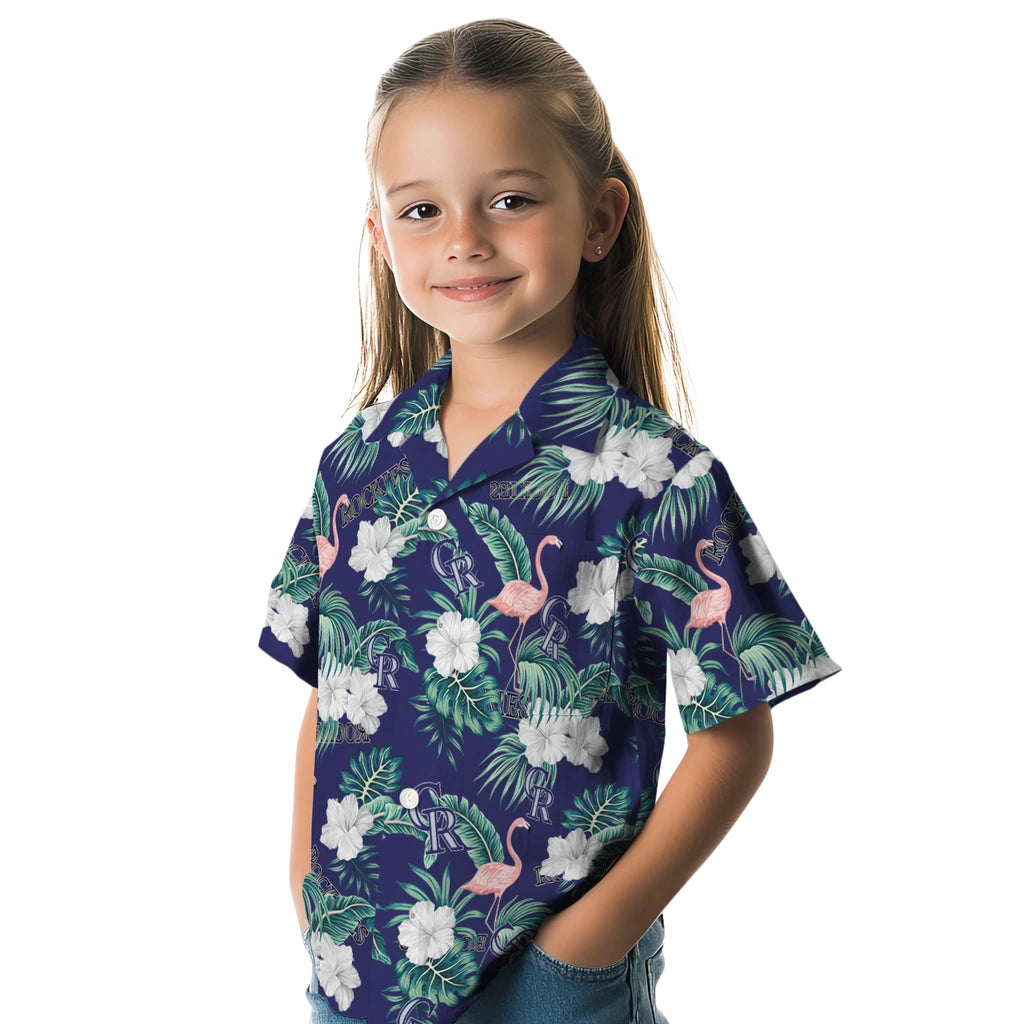 Colorado Rockies Hawaiian Shirt - Flamingo and Hibiscus | Hula Hawaiian Shirts