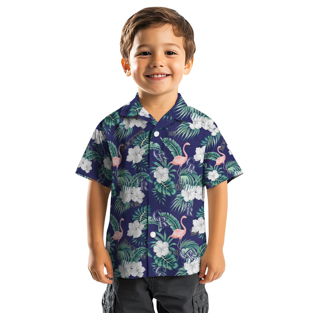 Colorado Rockies Hawaiian Shirt - Flamingo and Hibiscus | Hula Hawaiian Shirts