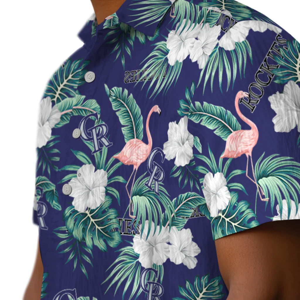 Colorado Rockies Hawaiian Shirt - Flamingo and Hibiscus | Hula Hawaiian Shirts