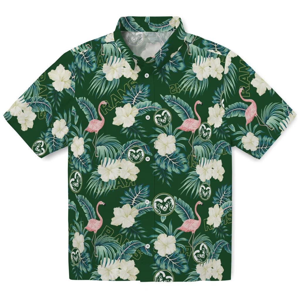 Colorado State Rams Hawaiian Shirt - Flamingo and Hibiscus | Hula Hawaiian Shirts