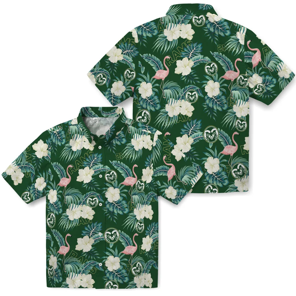 Colorado State Rams Hawaiian Shirt - Flamingo and Hibiscus | Hula Hawaiian Shirts