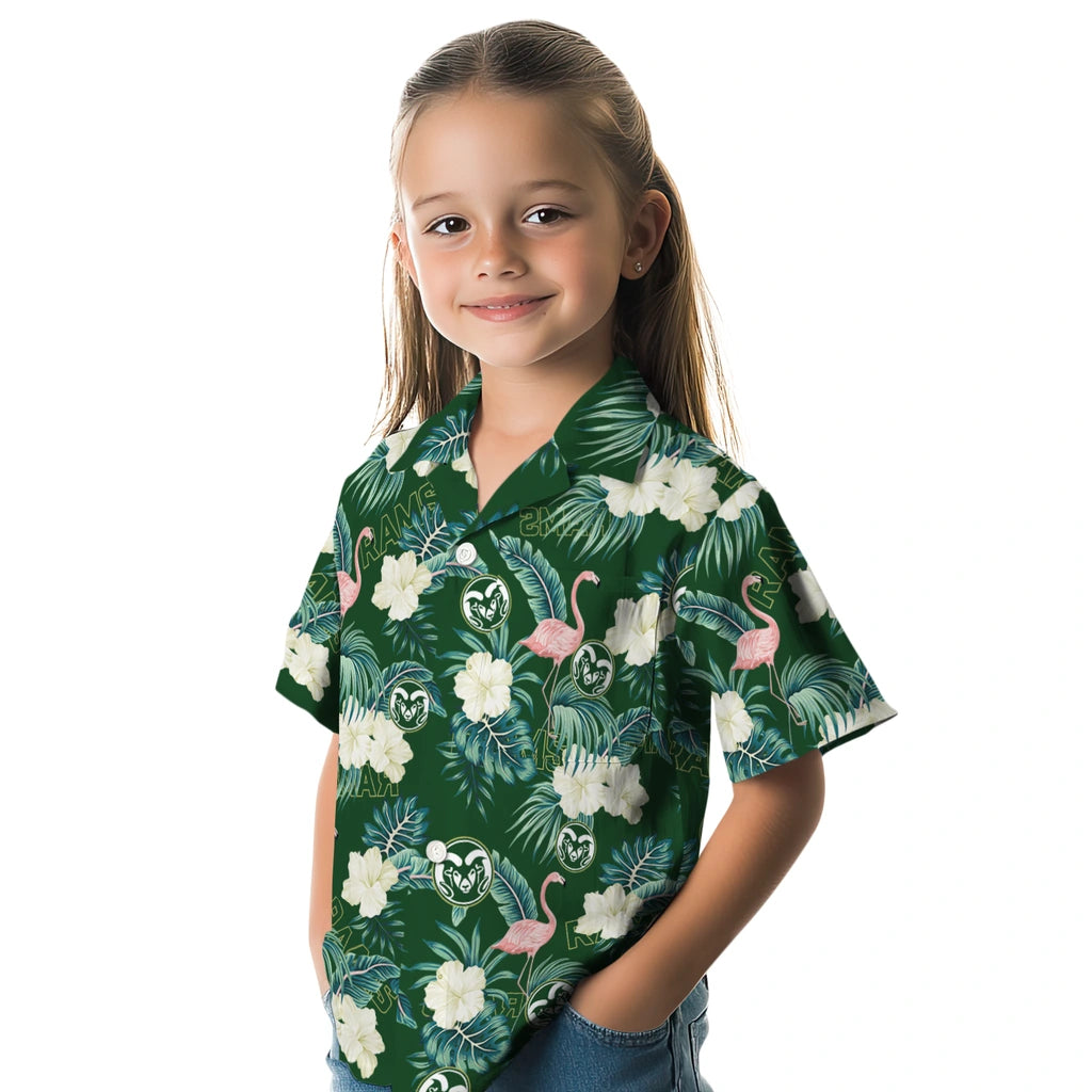 Colorado State Rams Hawaiian Shirt - Flamingo and Hibiscus | Hula Hawaiian Shirts