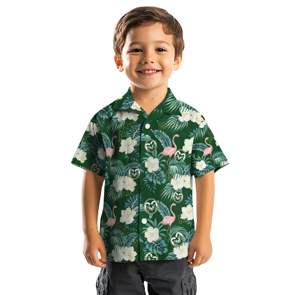 Colorado State Rams Hawaiian Shirt - Flamingo and Hibiscus | Hula Hawaiian Shirts