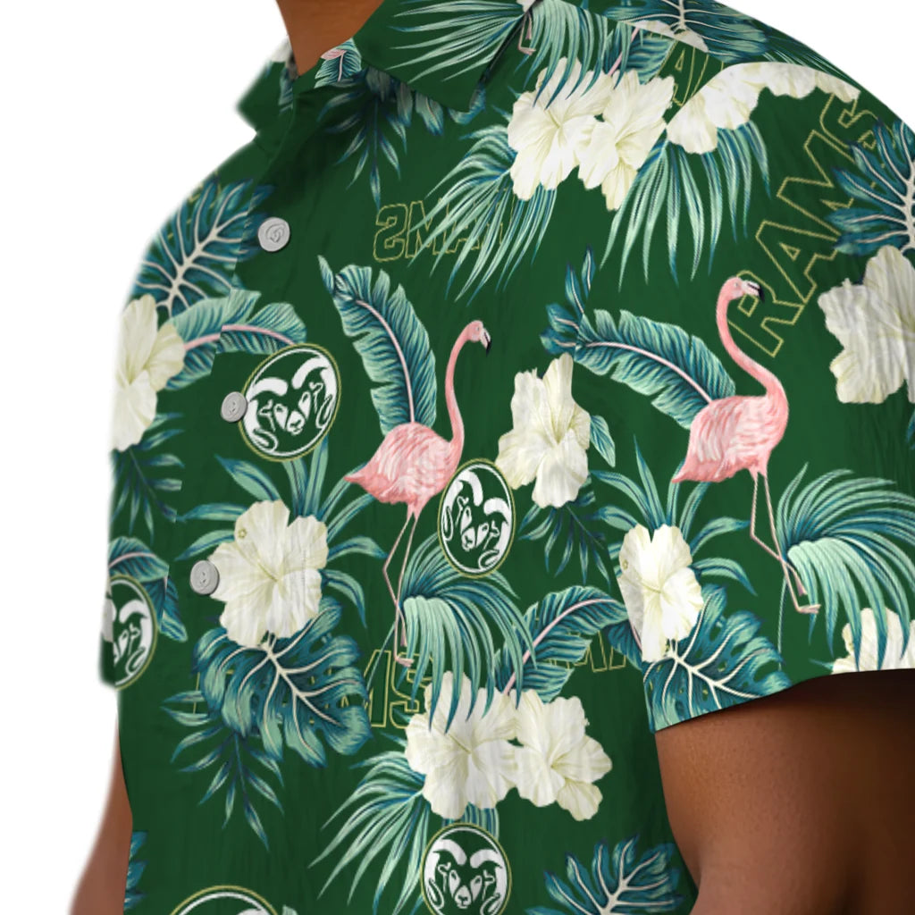 Colorado State Rams Hawaiian Shirt - Flamingo and Hibiscus | Hula Hawaiian Shirts