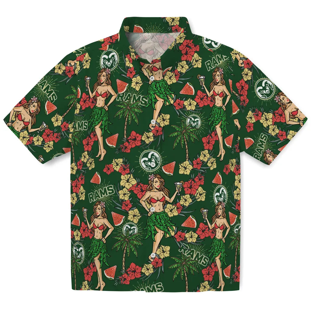 Colorado State Rams Hawaiian Shirt - Hawaiian Girls Design | Hula Hawaiian Shirts