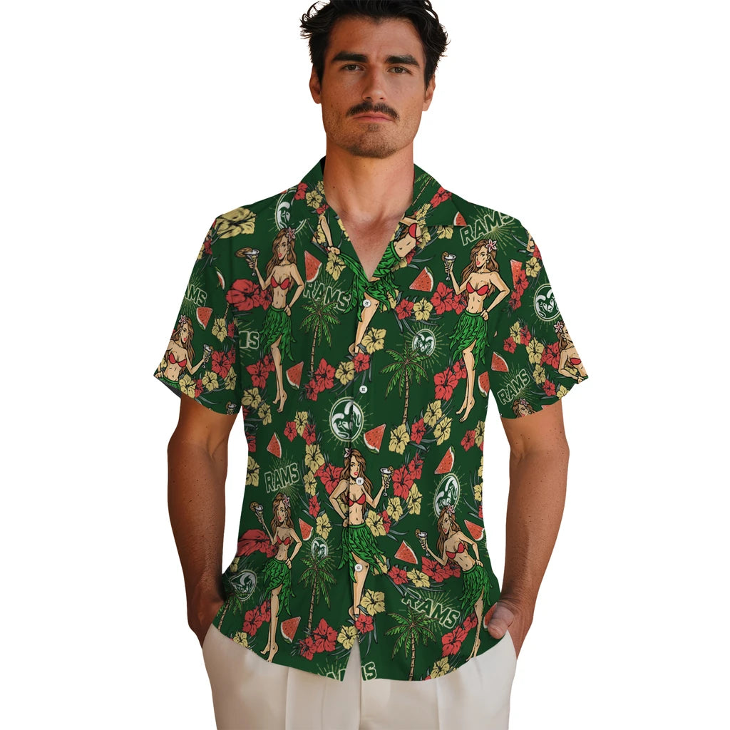 Colorado State Rams Hawaiian Shirt - Hawaiian Girls Design | Hula Hawaiian Shirts