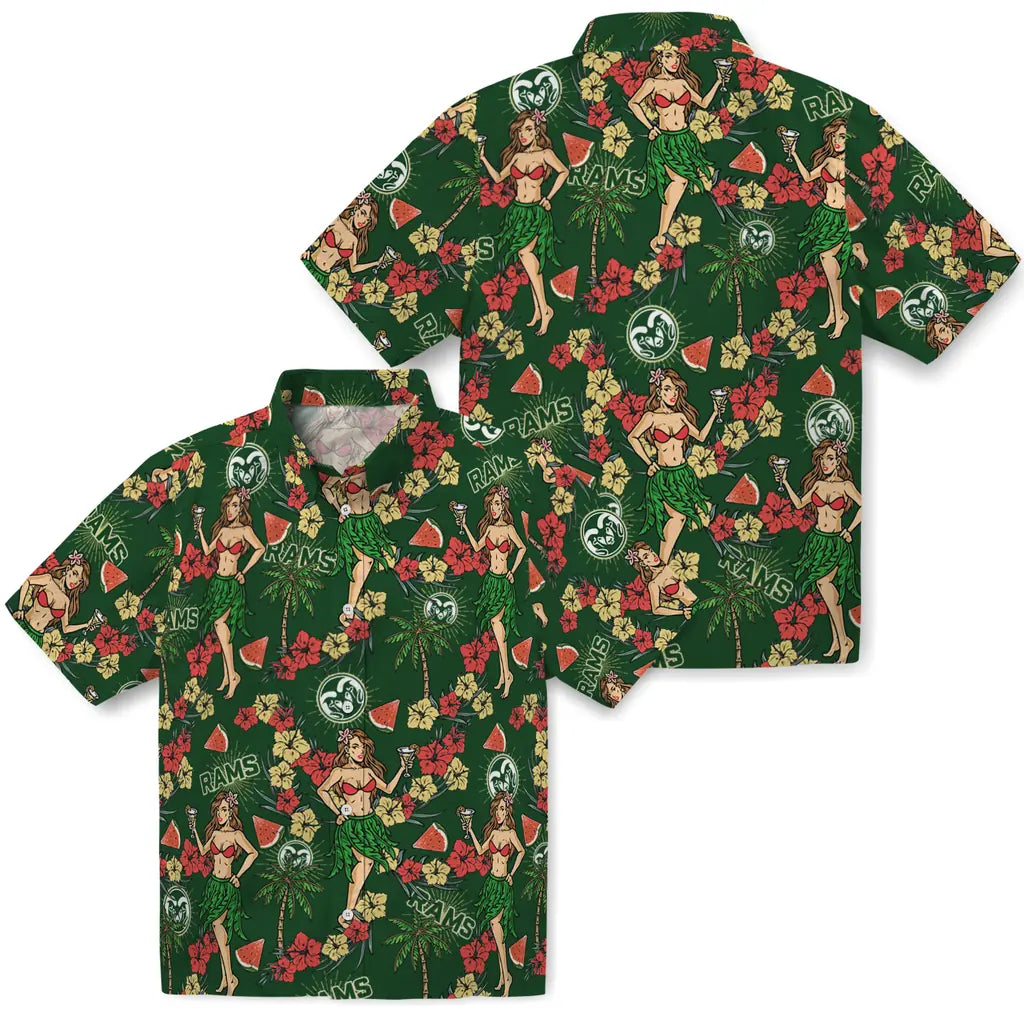 Colorado State Rams Hawaiian Shirt - Hawaiian Girls Design | Hula Hawaiian Shirts