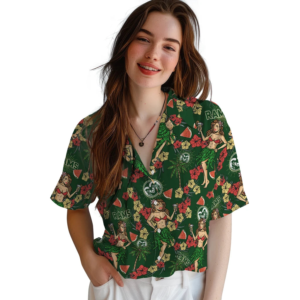 Colorado State Rams Hawaiian Shirt - Hawaiian Girls Design | Hula Hawaiian Shirts