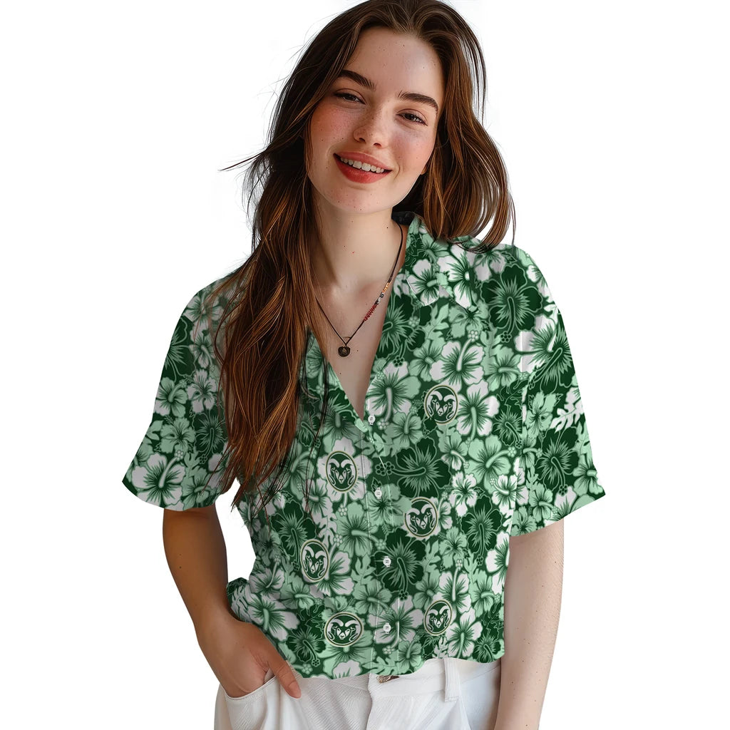 Colorado State Rams Hawaiian Shirt - Hibiscus Blooms | Hula Hawaiian Shirts