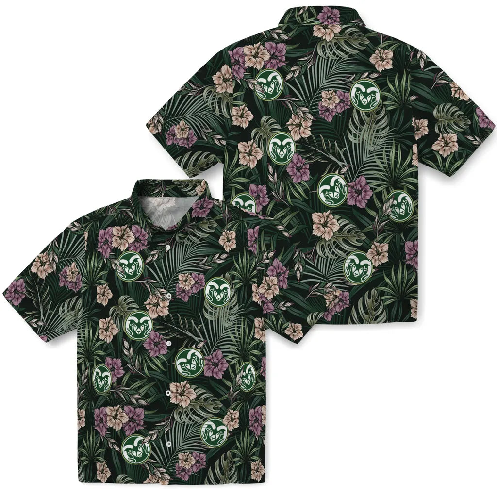 Colorado State Rams Hawaiian Shirt - Hibiscus Leaves Pattern | Hula Hawaiian Shirts