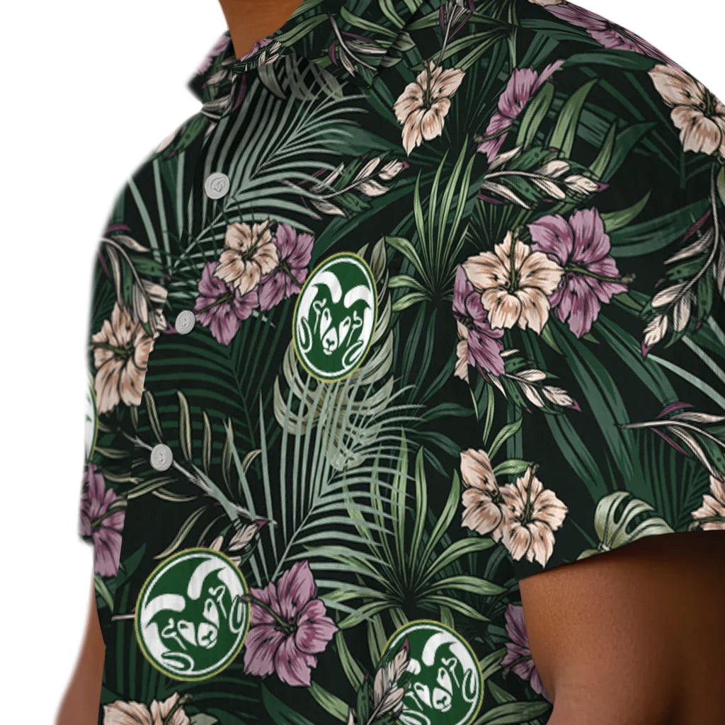 Colorado State Rams Hawaiian Shirt - Hibiscus Leaves Pattern | Hula Hawaiian Shirts