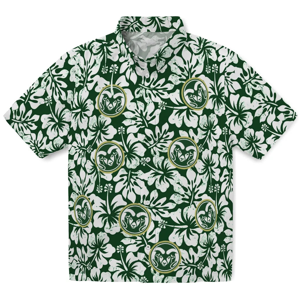 Colorado State Rams Hawaiian Shirt - Hibiscus Motif | Hula Hawaiian Shirts