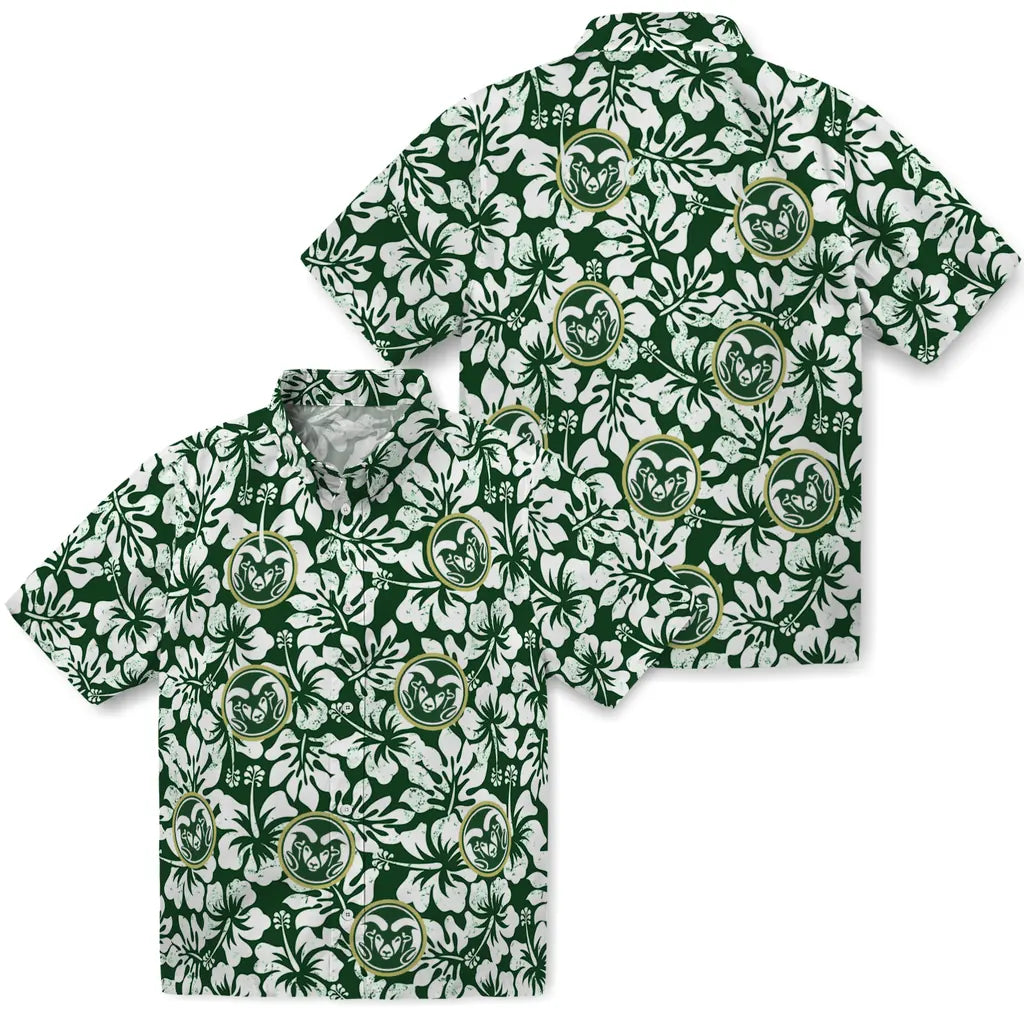 Colorado State Rams Hawaiian Shirt - Hibiscus Motif | Hula Hawaiian Shirts