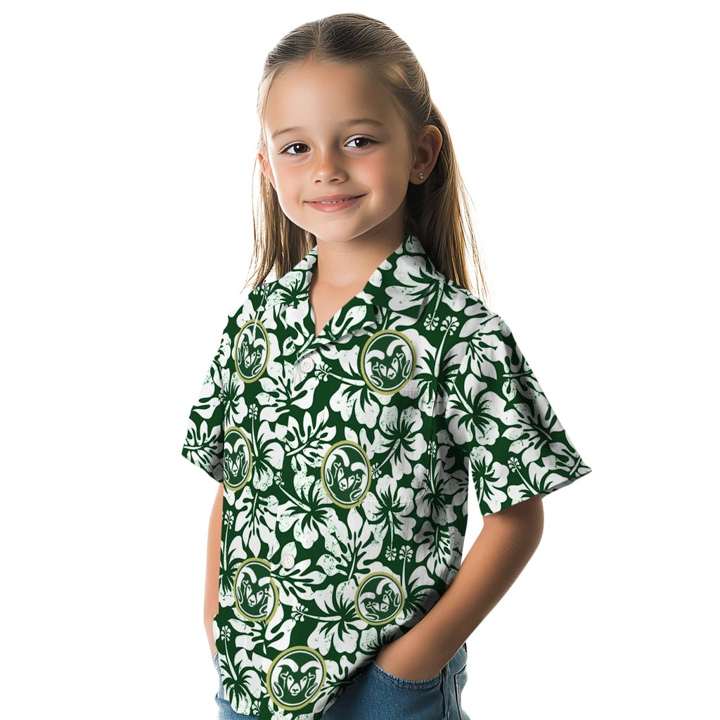 Colorado State Rams Hawaiian Shirt - Hibiscus Motif | Hula Hawaiian Shirts