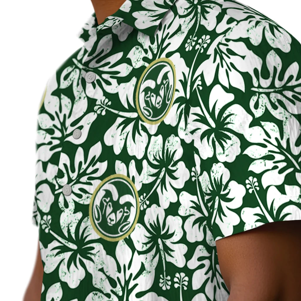 Colorado State Rams Hawaiian Shirt - Hibiscus Motif | Hula Hawaiian Shirts