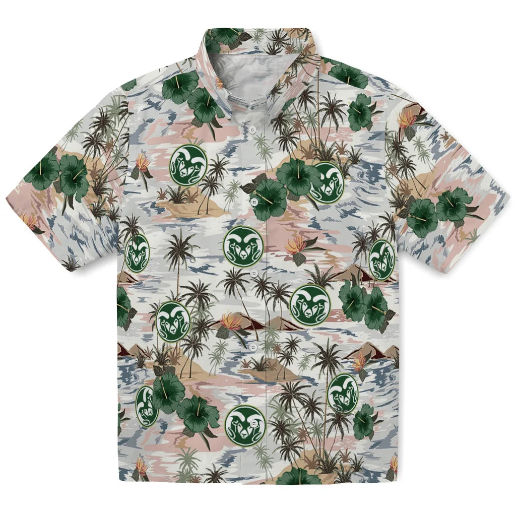 Colorado State Rams Hawaiian Shirt - Hibiscus Seaside | Hula Hawaiian Shirts