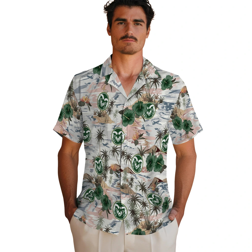 Colorado State Rams Hawaiian Shirt - Hibiscus Seaside | Hula Hawaiian Shirts