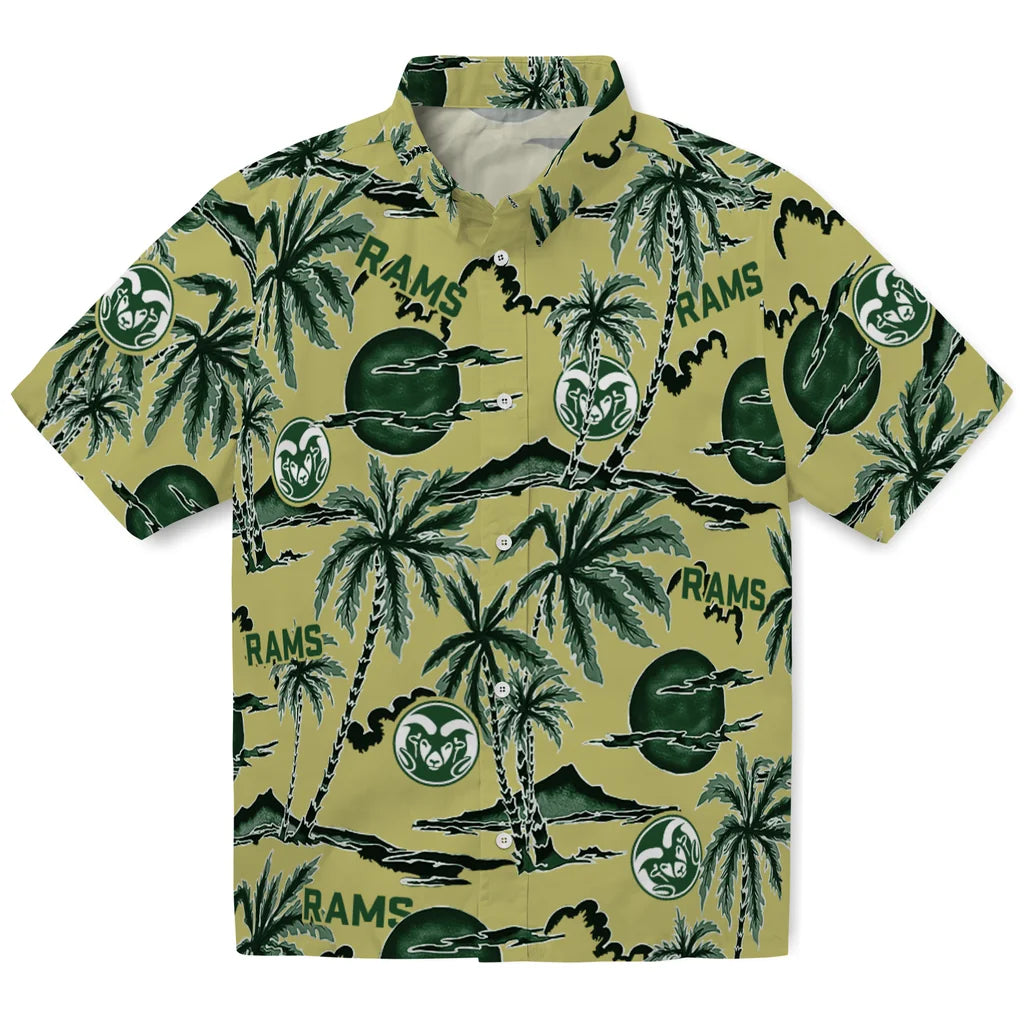 Colorado State Rams Hawaiian Shirt - Palm Sunset | Hula Hawaiian Shirts
