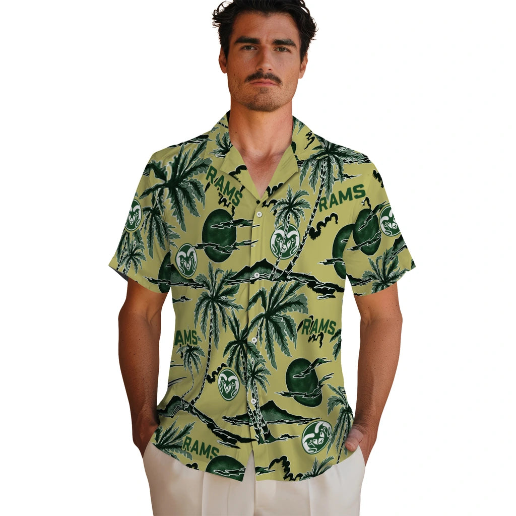 Colorado State Rams Hawaiian Shirt - Palm Sunset | Hula Hawaiian Shirts