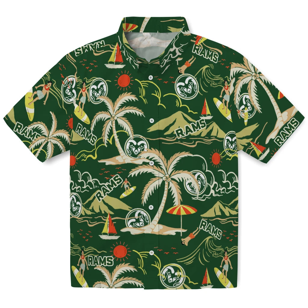 Colorado State Rams Hawaiian Shirt - Palm Tree Island | Hula Hawaiian Shirts