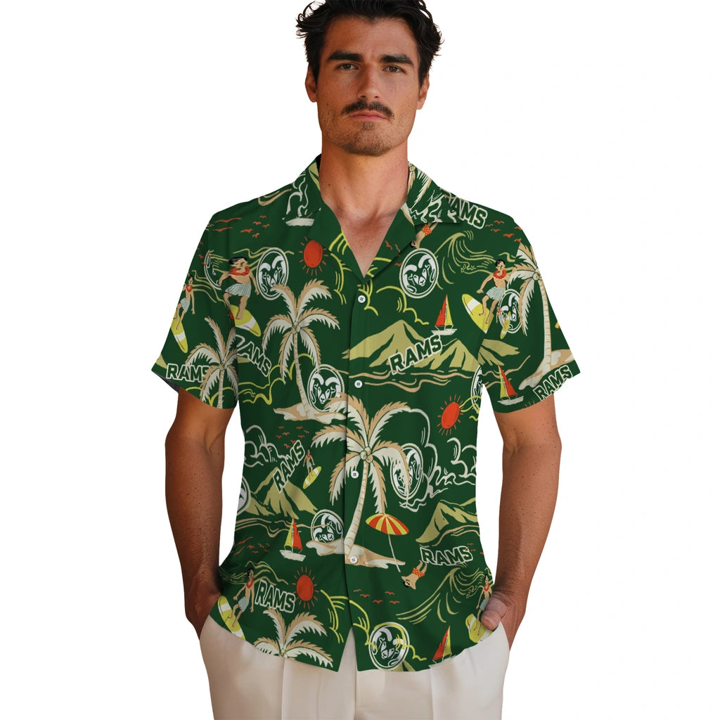 Colorado State Rams Hawaiian Shirt - Palm Tree Island | Hula Hawaiian Shirts