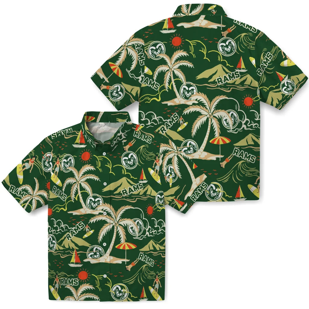 Colorado State Rams Hawaiian Shirt - Palm Tree Island | Hula Hawaiian Shirts