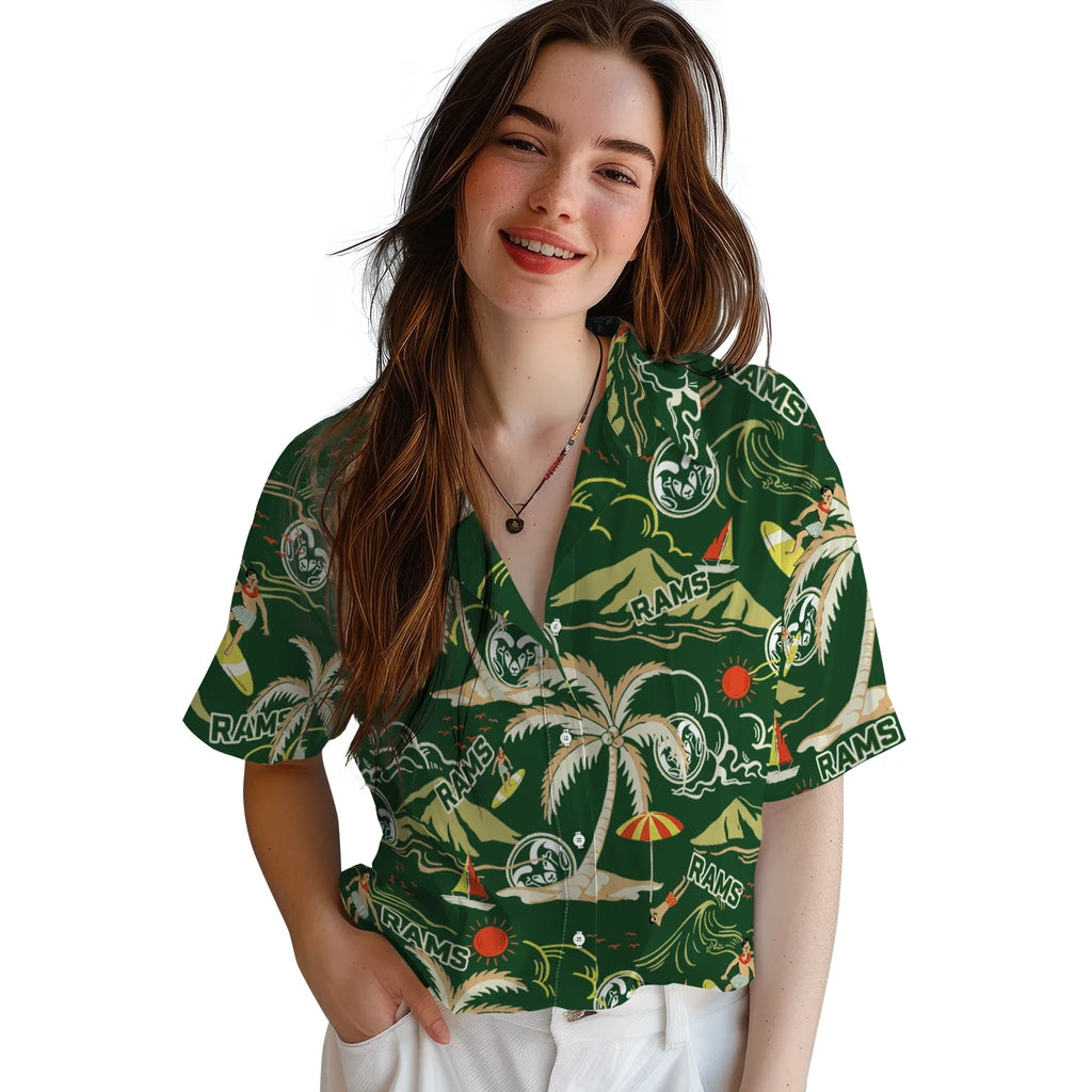 Colorado State Rams Hawaiian Shirt - Palm Tree Island | Hula Hawaiian Shirts
