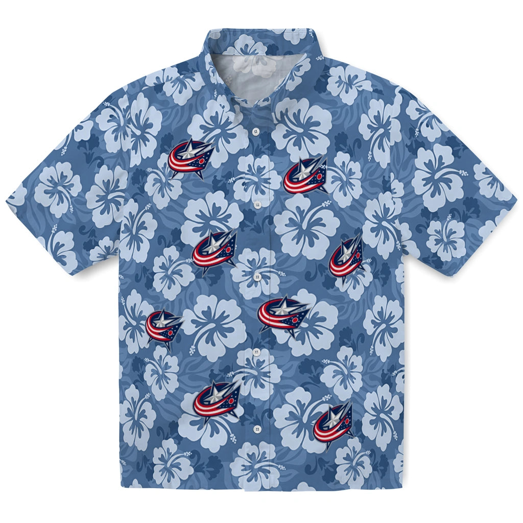 Columbus Blue Jackets Hawaiian Shirt - Hibiscus Cluster | Hula Hawaiian Shirts
