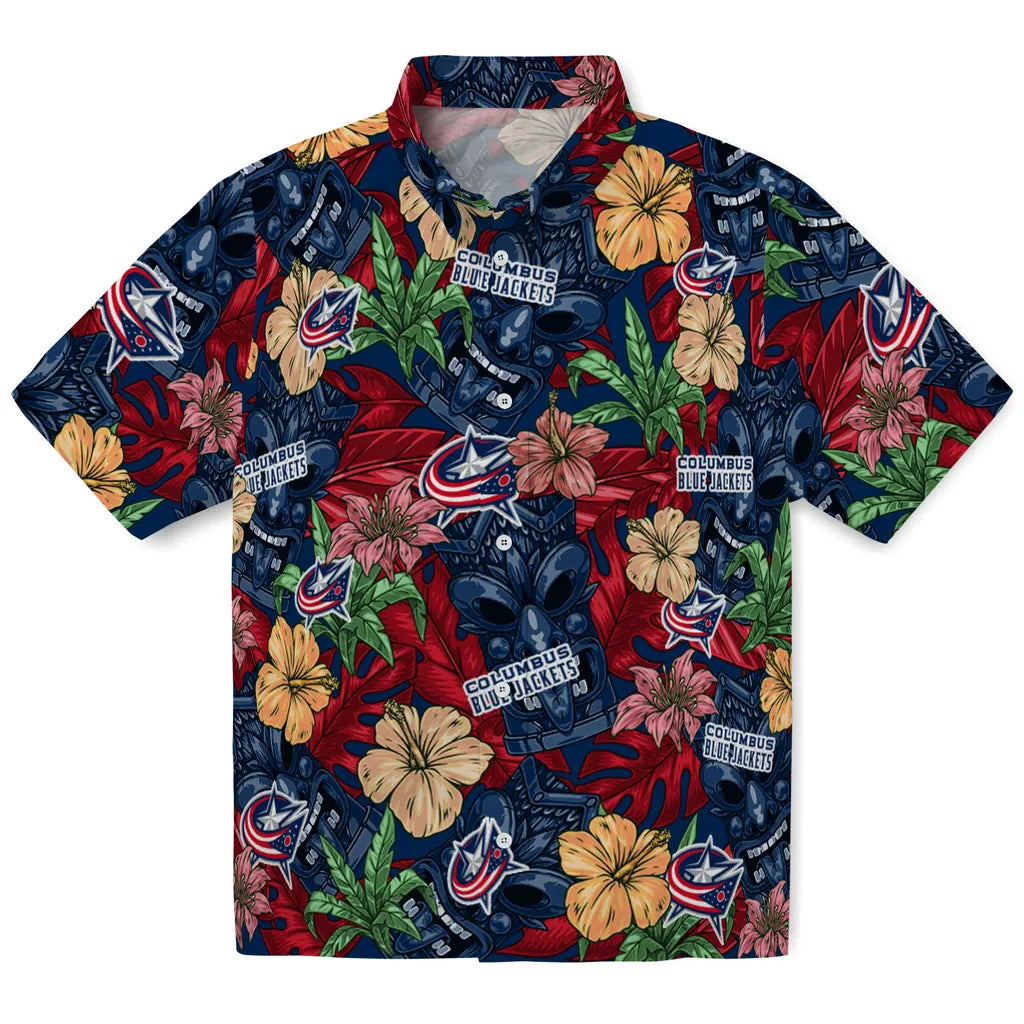 Columbus Blue Jackets Hawaiian Shirt - Hibiscus Tiki Jungle | Hula Hawaiian Shirts
