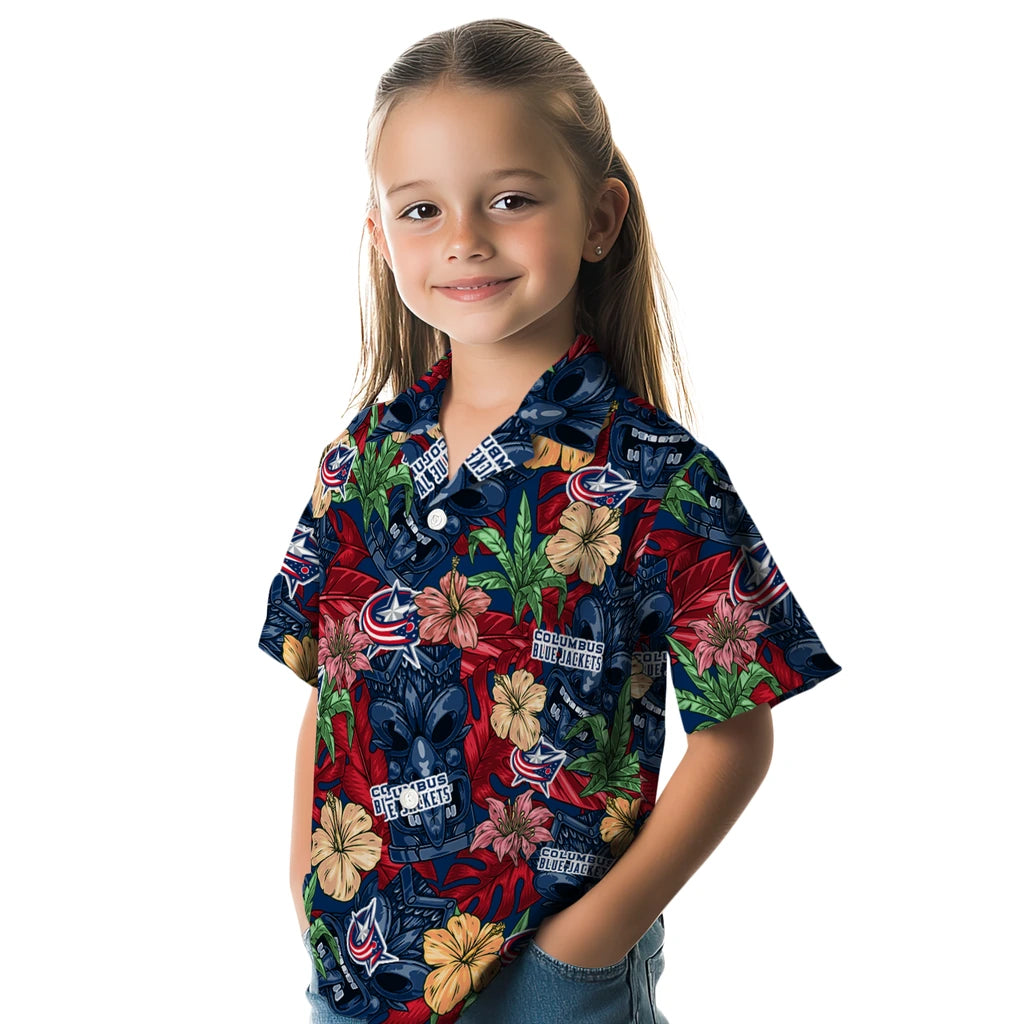 Columbus Blue Jackets Hawaiian Shirt - Hibiscus Tiki Jungle | Hula Hawaiian Shirts