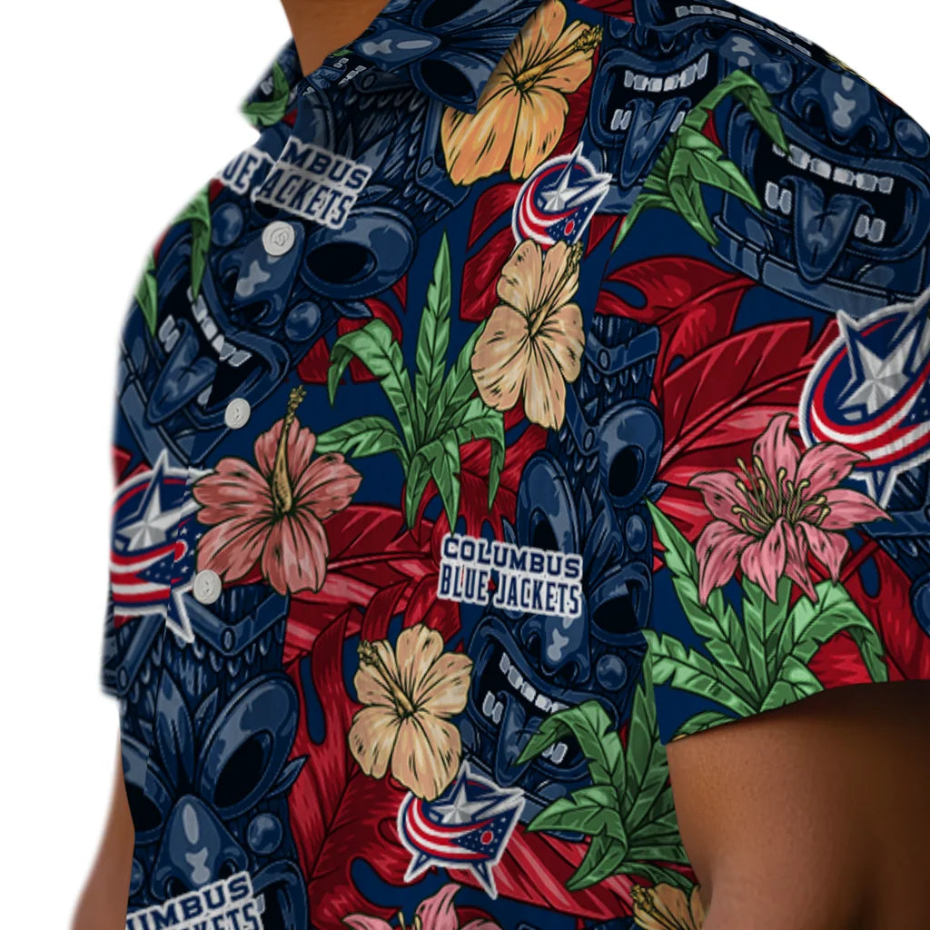 Columbus Blue Jackets Hawaiian Shirt - Hibiscus Tiki Jungle | Hula Hawaiian Shirts