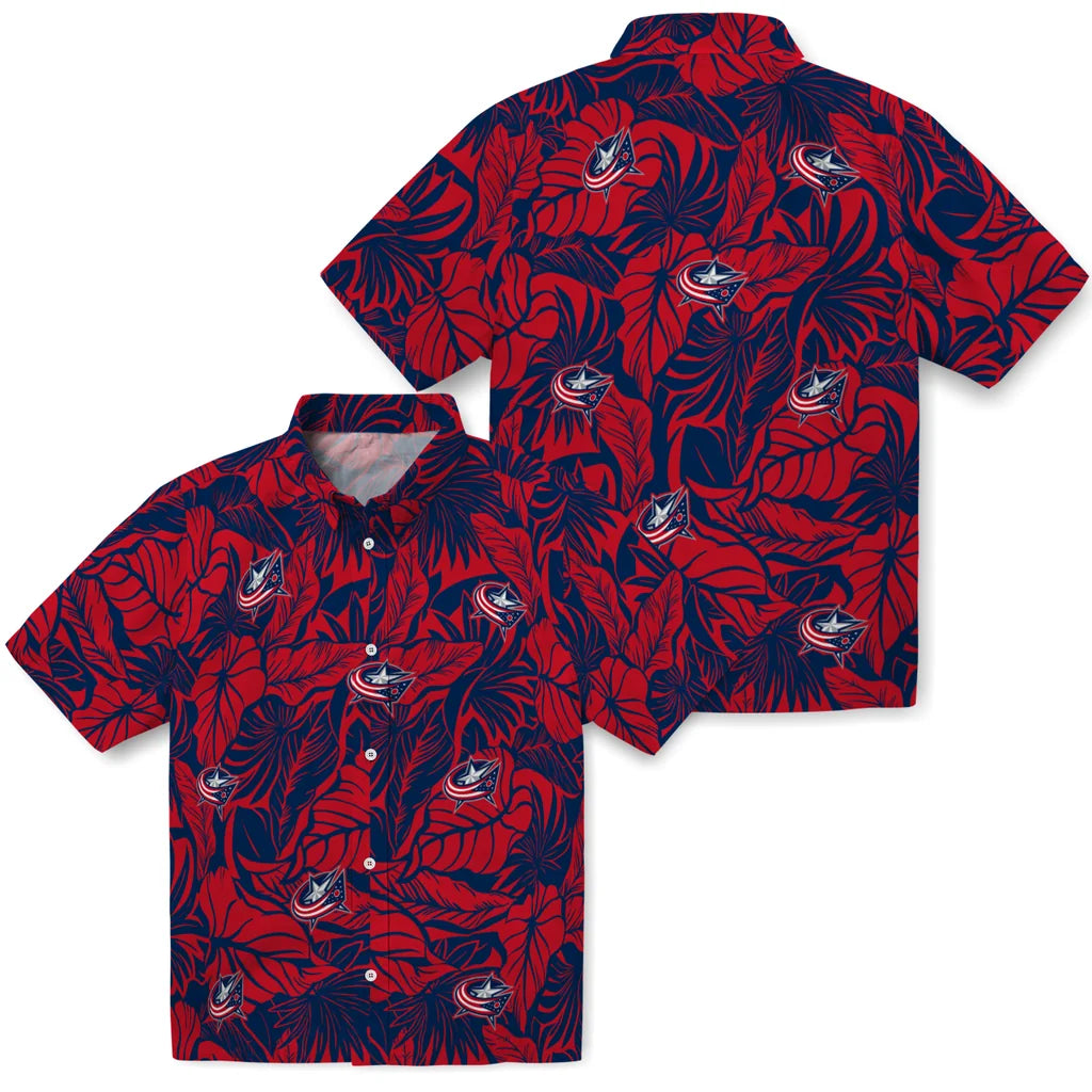 Columbus Blue Jackets Hawaiian Shirt - Monstera Layer | Hula Hawaiian Shirts