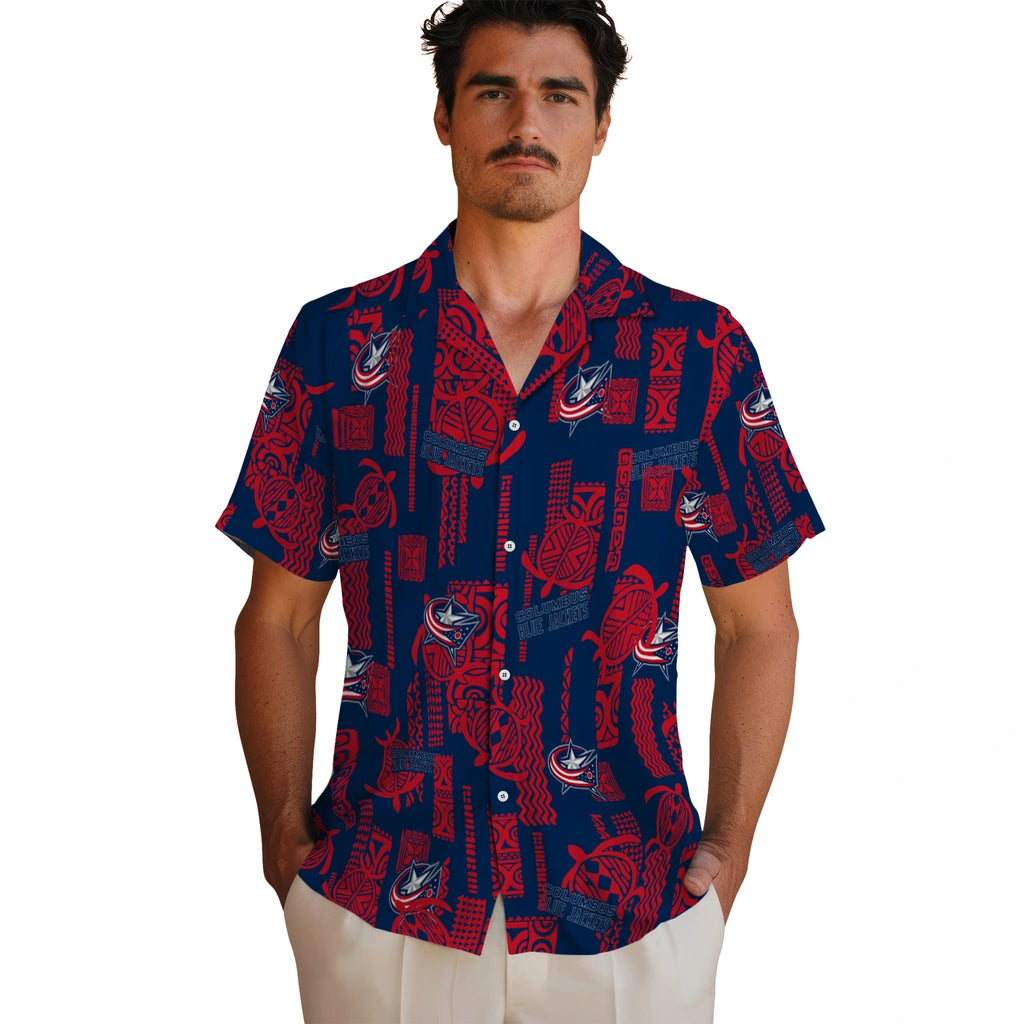 Columbus Blue Jackets Hawaiian Shirt - Turtle Lines | Hula Hawaiian Shirts