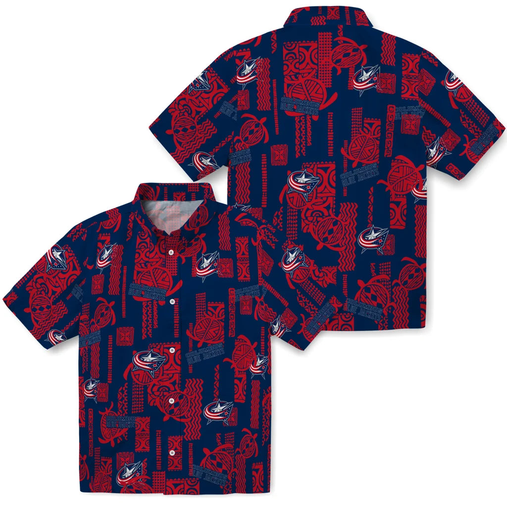 Columbus Blue Jackets Hawaiian Shirt - Turtle Lines | Hula Hawaiian Shirts