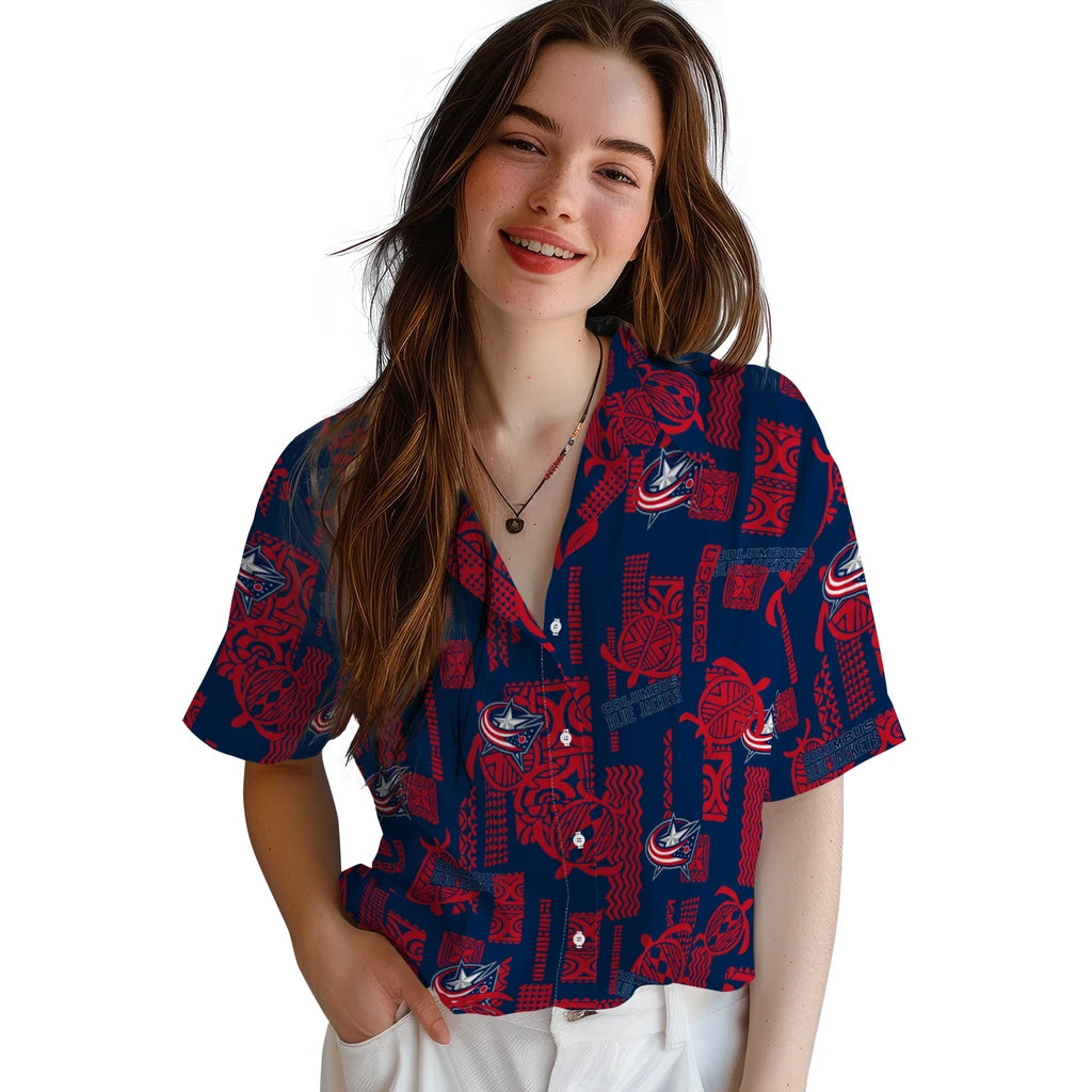 Columbus Blue Jackets Hawaiian Shirt - Turtle Lines | Hula Hawaiian Shirts