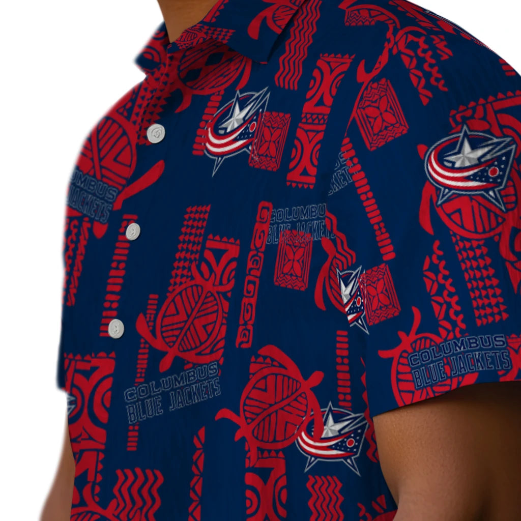 Columbus Blue Jackets Hawaiian Shirt - Turtle Lines | Hula Hawaiian Shirts