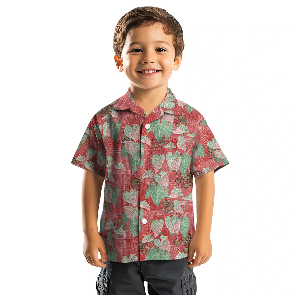 Cornell Big Red Hawaiian Shirt - Anthurium Overlay | Hula Hawaiian Shirts