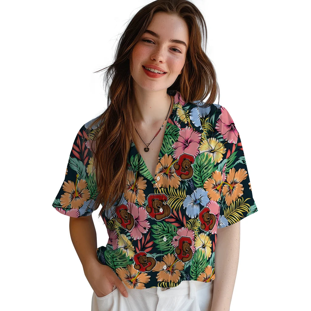 Cornell Big Red Hawaiian Shirt - Brilliant Hibiscus Garden | Hula Hawaiian Shirts