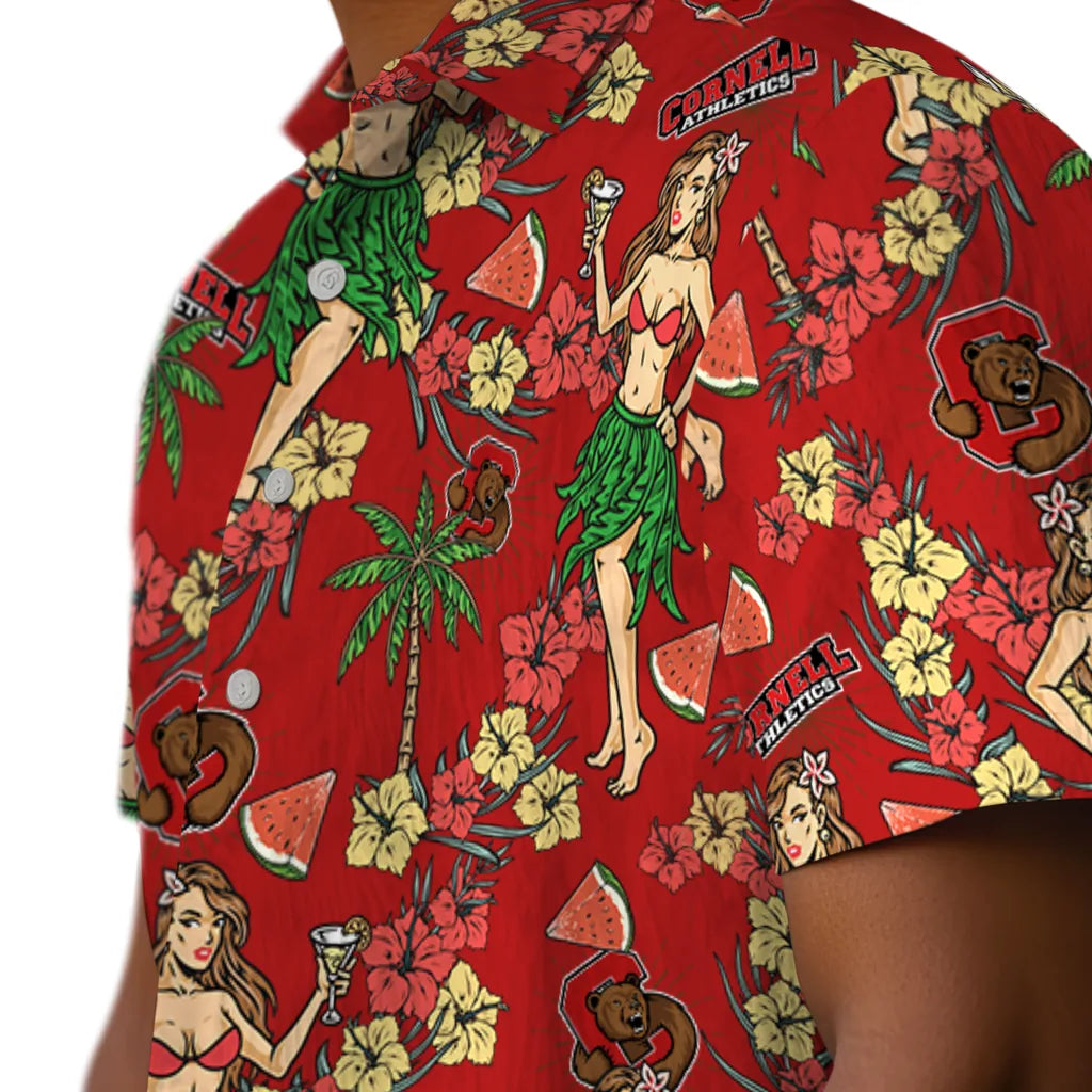 Cornell Big Red Hawaiian Shirt - Hawaiian Girls Design | Hula Hawaiian Shirts
