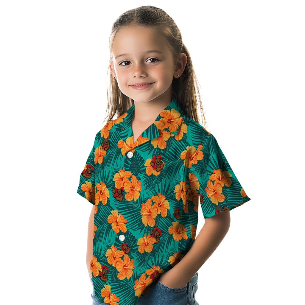 Cornell Big Red Hawaiian Shirt - Hibiscus and Palm Leaves | Hula Hawaiian Shirts