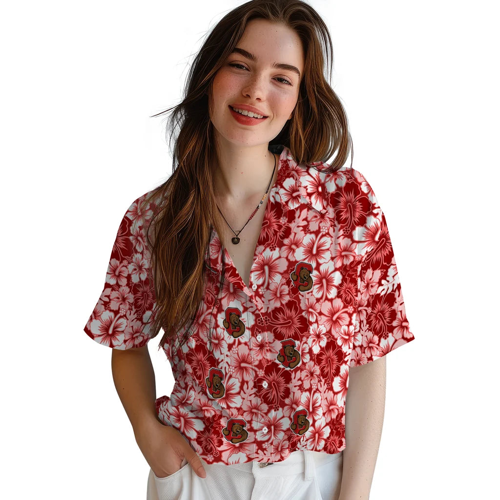 Cornell Big Red Hawaiian Shirt - Hibiscus Blooms | Hula Hawaiian Shirts