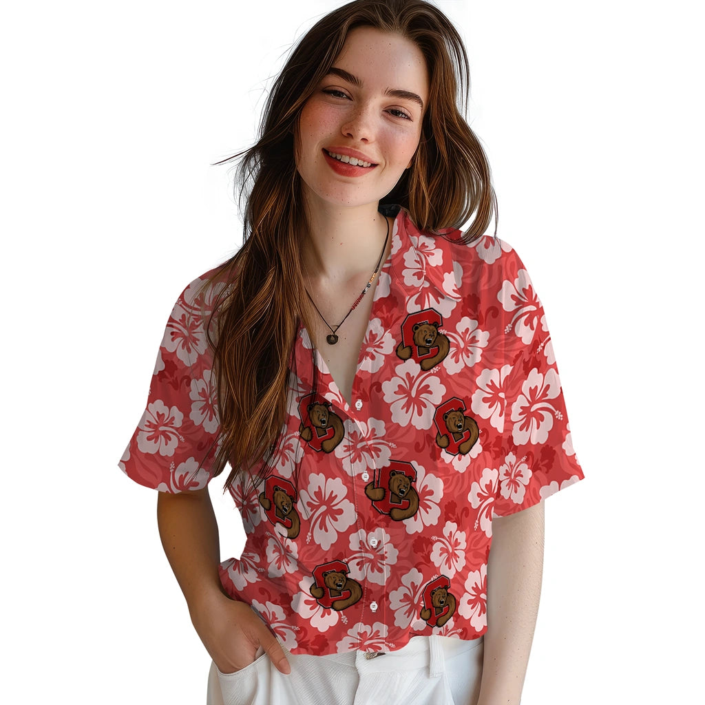 Cornell Big Red Hawaiian Shirt - Hibiscus Cluster | Hula Hawaiian Shirts