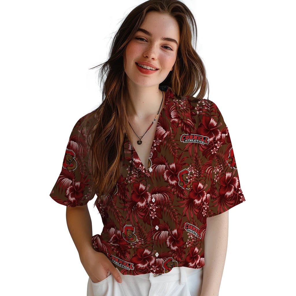 Cornell Big Red Hawaiian Shirt - Hibiscus Exotic | Hula Hawaiian Shirts