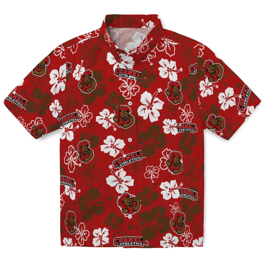 Cornell Big Red Hawaiian Shirt - Hibiscus Flower Design | Hula Hawaiian Shirts