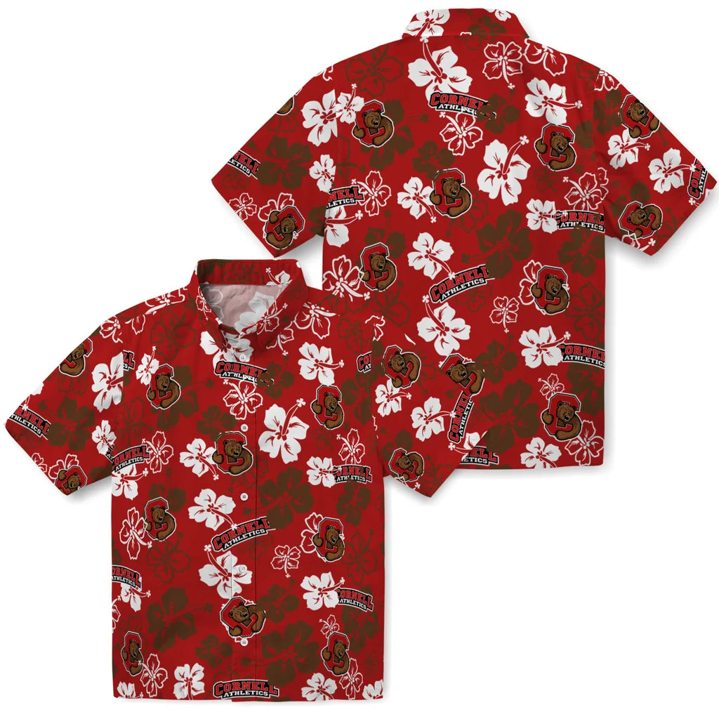 Cornell Big Red Hawaiian Shirt - Hibiscus Flower Design | Hula Hawaiian Shirts