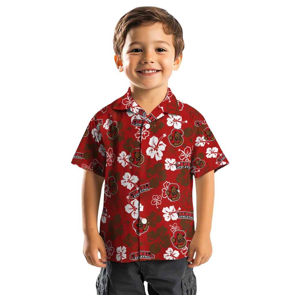 Cornell Big Red Hawaiian Shirt - Hibiscus Flower Design | Hula Hawaiian Shirts