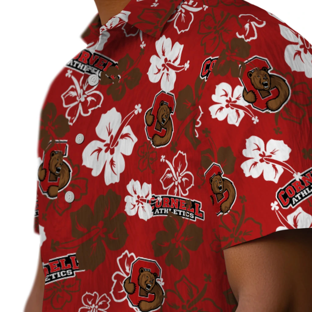 Cornell Big Red Hawaiian Shirt - Hibiscus Flower Design | Hula Hawaiian Shirts