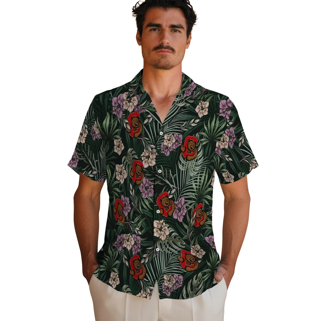 Cornell Big Red Hawaiian Shirt - Hibiscus Leaves Pattern | Hula Hawaiian Shirts