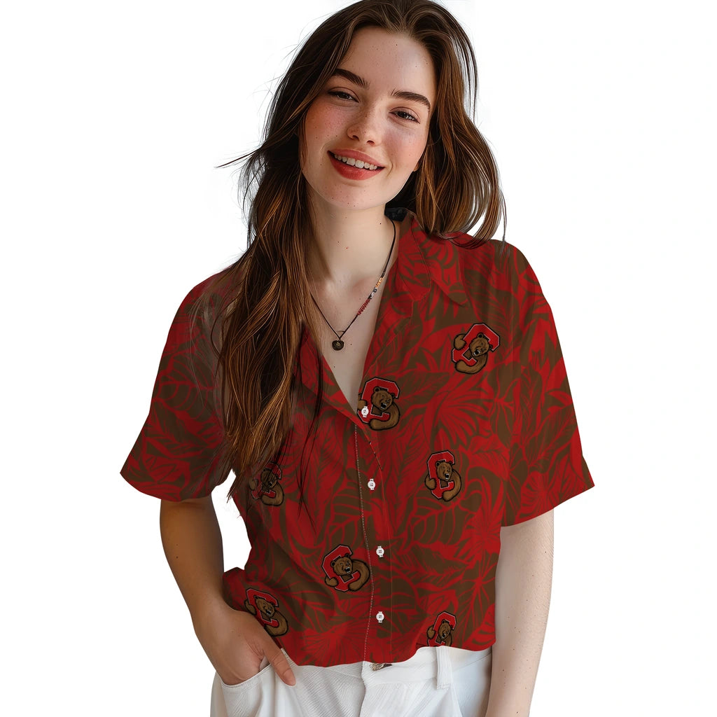 Cornell Big Red Hawaiian Shirt - Monstera Layer | Hula Hawaiian Shirts