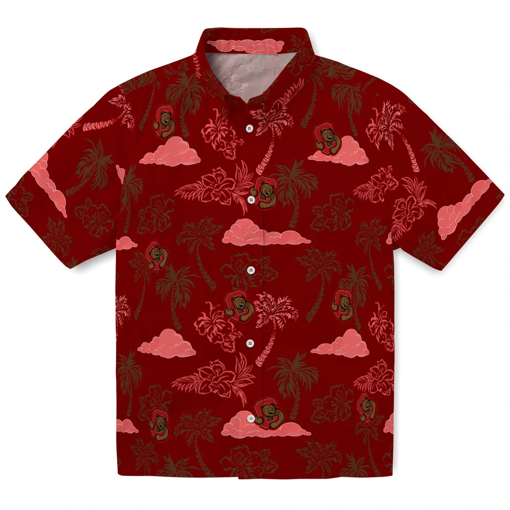 Cornell Big Red Hawaiian Shirt - Palm And Clouds | Hula Hawaiian Shirts